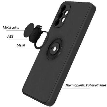 Чехол-силикон Candy Ring Full Camera Samsung Galaxy A72 4G / A72 5G, (Черный / Black)