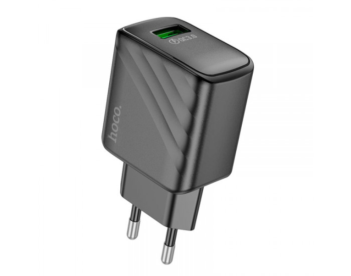 Мережеве зарядний пристрій Hoco CS21A Rich single port (QC3.0) charger set (Type-C) (EU) чорний