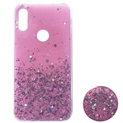 Чохол-силікон блискітки + popsoket Xiaomi Redmi Go Light Pink