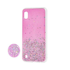 Чехол-силикон блестки + popsoket Samsung S10e / S10 Lite Light Pink