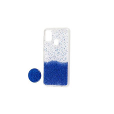 Чехол-силикон блестки + popsoket Samsung M305 M30 Sky Blue