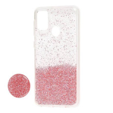 Чехол-силикон блестки + popsoket Samsung M305 M30 Light Pink