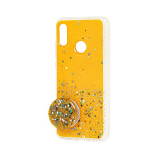 Чехол-силикон блестки + popsoket Samsung A205 A20 / A305 A30 Yellow