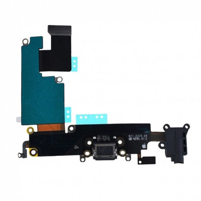 Шлейф для iPhone 6 Plus, конектора навушників, конектора зарядки, з мікрофоном, чорний