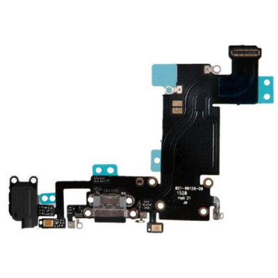 Шлейф для iPhone 6 Plus, конектора навушників, конектора зарядки, з мікрофоном, чорний