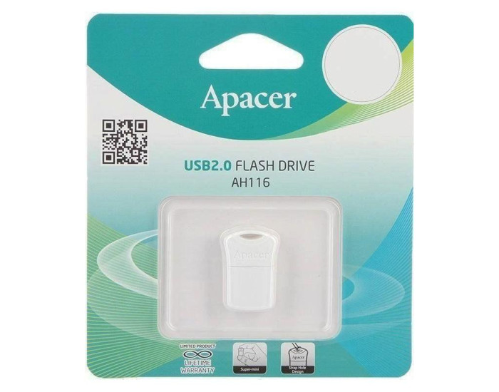 Флешка USB Apacer 32GB AH116 (Білий / White)