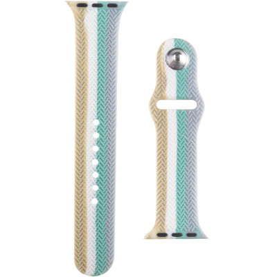Силиконовый ремешок Braided Apple watch 42mm / 44mm, (Бежевый / Серый)