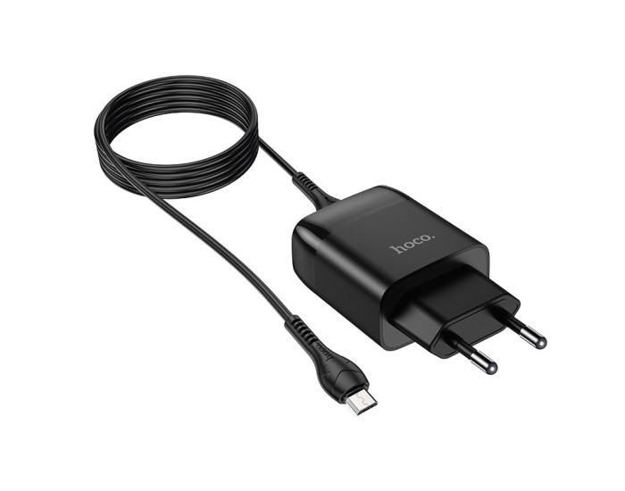 Мережеве зарядний пристрій Hoco C72Q Glorious (1USB/18W/QC3.0) з кабелем micro Black