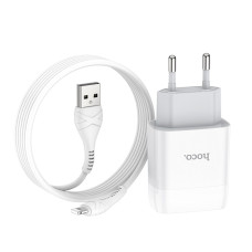 Сетевое зарядное устройство Hoco C73A Glorius (2USB,2.4A) с кабелем Lightning White