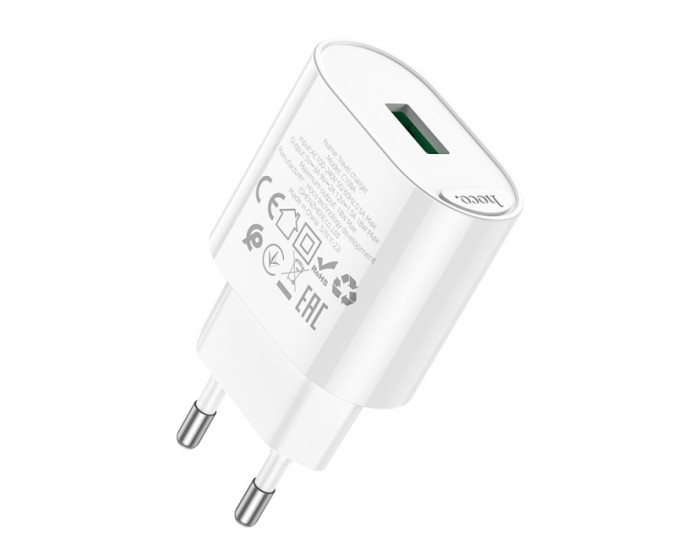 Мережеве зарядний пристрій Hoco C109A Finger 1USB (18W/QC3.0) White
