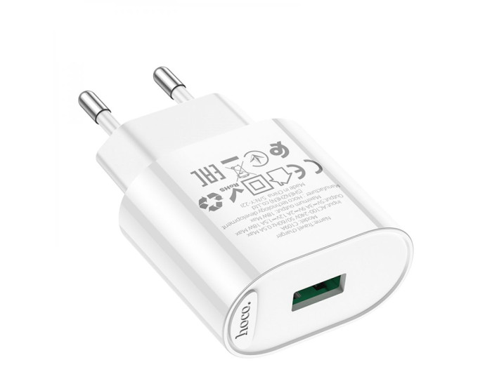 Мережеве зарядний пристрій Hoco C109A Finger 1USB (18W/QC3.0) White