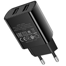 Мережеве зарядний пристрій Borofone BA53A Powerway (2USB/2.1A) з кабелем Type-C (Чорний  Black)