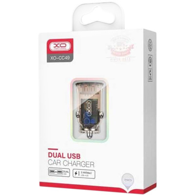 Автомобільне зарядний пристрій XO CC49 2.4A 2USB Brown