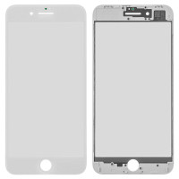 Стекло фронтальное c OCA-пленкой iPhone 8 Plus, белое с рамкой (Класс B)
