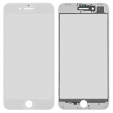Стекло фронтальное c OCA-пленкой iPhone 8 Plus, белое с рамкой (Класс B)