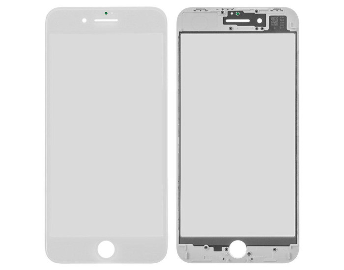 Скло фронтальне c OCA-пленкой iPhone 8 Plus, біле з рамкою