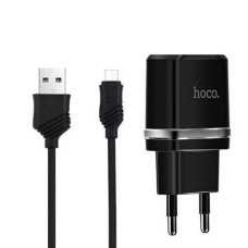 Сетевое зарядное устройство Hoco C11 с кабелем Micro (1USB, 1A) Black