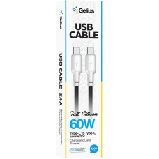 Кабель USB-C Gelius Full Silicon Type-C to Type-C, Black/White (GP-UCN001CC)