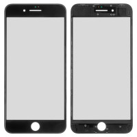 Стекло фронтальное c OCA-пленкой iPhone 8 Plus, черное с рамкой