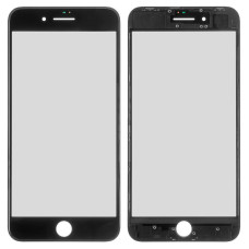 Стекло фронтальное c OCA-пленкой iPhone 8 Plus, черное с рамкой