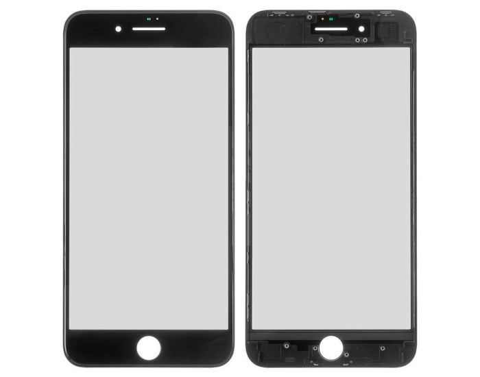 Скло фронтальне c OCA-пленкой iPhone 8 Plus, чорне з рамкою