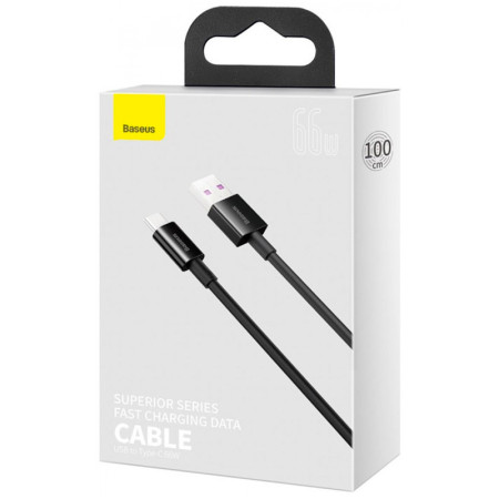 Кабель USB Baseus Superior Series Fast Charging Data Cable USB to Type-C (66W/1m) (CATYS-01) Black (Класс А)