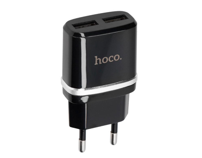 Мережеве зарядний пристрій Hoco C12 (2USB / 2.4A) (Чорний  Black)
