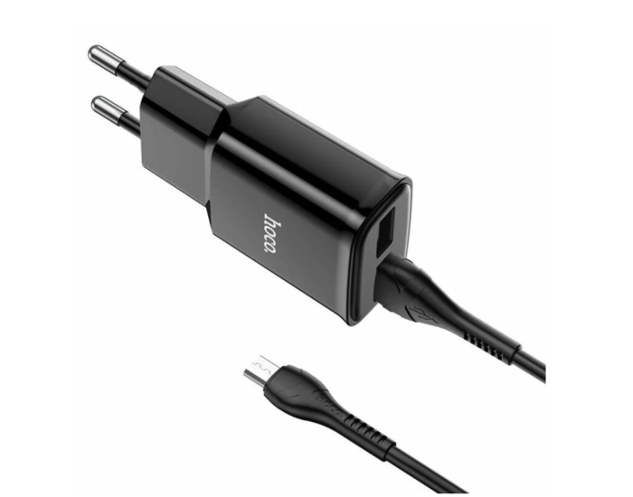 Мережеве зарядний пристрій Hoco C88A (2USB / 2.4A) з кабелем MicroUSB чорний