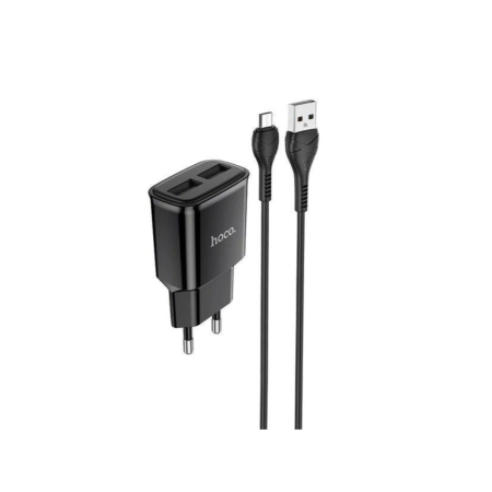Сетевое зарядное устройство Hoco C88A (2USB / 2.4A) с кабелем MicroUSB Черный
