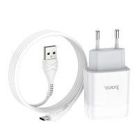 Сетевое зарядное устройство Hoco C73A Glorius (2USB,2.4A) с кабелем Type-C White