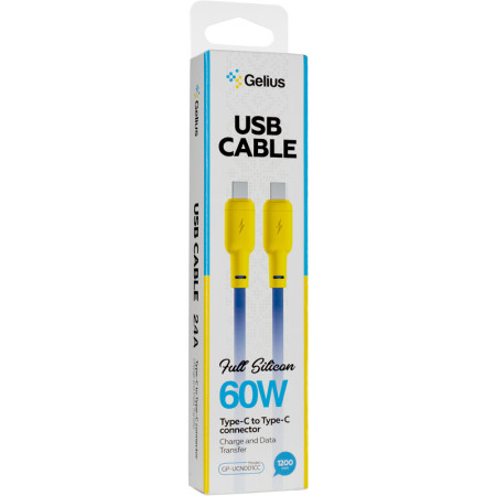 Кабель USB Gelius Full Silicon GP-UCN001CC Type-C/Type-C Yellow/Blue