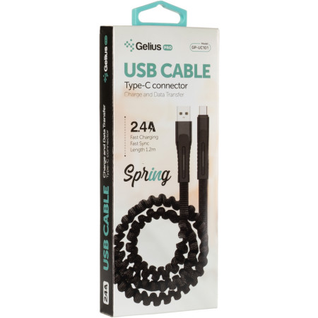 Кабель USB Gelius Pro Spring GP-UC101 Type-C (2.4A) (черный \ Black)