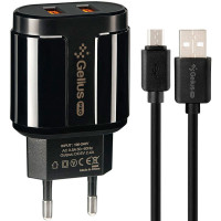 Мережеве зарядний пристрій Gelius Pro Avangard (GP-HC06) з кабелем MicroUSB (2USB, 2.4A) (Чорний \ Black)
