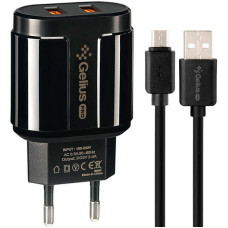 Сетевое зарядное устройство Gelius Pro Avangard (GP-HC06) с кабелем MicroUSB (2USB, 2.4A) (Черный \ Black)