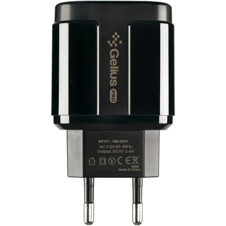 Сетевое зарядное устройство Gelius Pro Avangard (GP-HC06) с кабелем MicroUSB (2USB, 2.4A) (Черный \ Black)