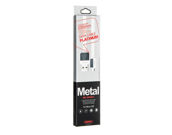 Кабель USB Remax RC-044m Platinum USB to Micro (2.1A/1m) White