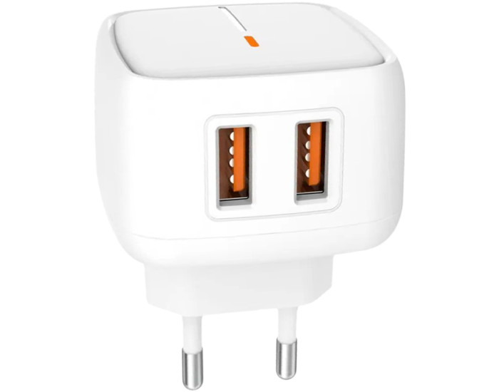 Мережеве зарядний пристрій XO L61 (2USB/12W) White