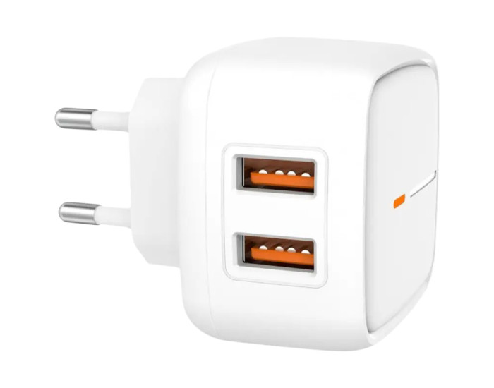 Мережеве зарядний пристрій XO L61 (2USB/12W) White