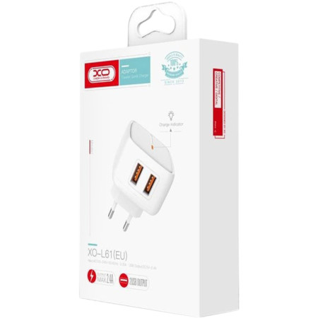 Сетевое зарядное устройство XO L61 (2USB/12W) White