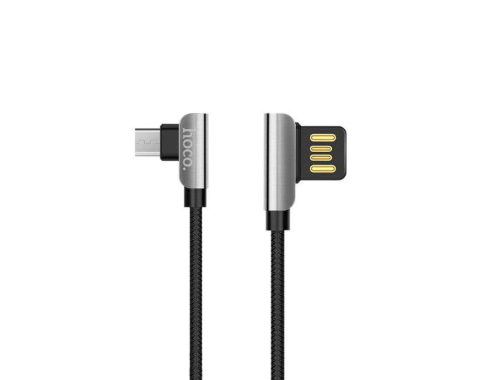 Кабель USB Hoco U42 Exquisite Steel MicroUSB (L Shape) 1.2m (черный  Black)