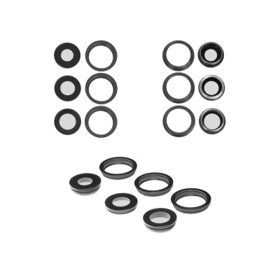 Скло камери для iPhone 12 Pro Max, 3 шт, чорне з рамкою