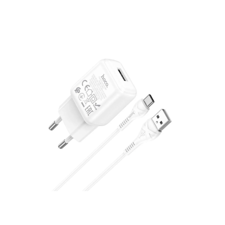 Сетевое зарядное устройство Hoco C96A (1USB/2,1A) с кабелем Type-C Белый
