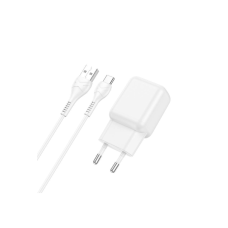 Мережеве зарядний пристрій Hoco C96A (1USB/2,1A) з кабелем Type-C Білий