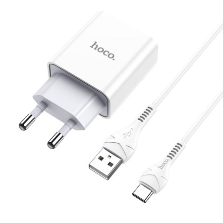 Сетевое зарядное устройство Hoco C81A Asombroso (1USB/2,1A) с кабелем Type-C White