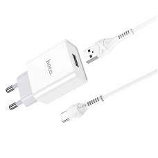 Мережеве зарядний пристрій Hoco C81A Asombroso (1USB/2,1A) з кабелем Type-C White