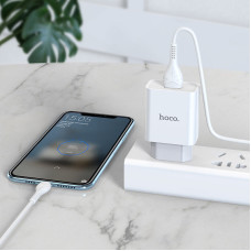 Мережеве зарядний пристрій Hoco C81A Asombroso (1USB/2,1A) з кабелем Type-C White