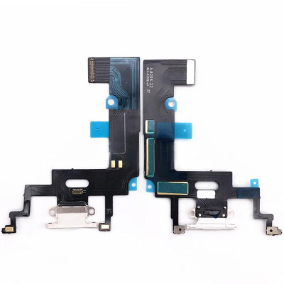 Шлейф для iPhone XR, конектора зарядки, з мікрофоном, Білий