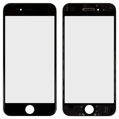 Скло фронтальне c OCA-пленкой iPhone 6G, чорне з рамкою