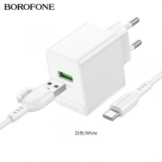 Мережеве зарядний пристрій Borofone BAS11A Erudite Single Port з кабелем Type-C Білий