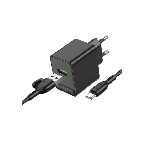 Сетевое зарядное устройство Borofone BAS11A Erudite Single Port с кабелем Type-C Черный